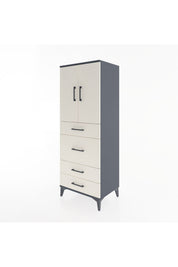 Hyperion Dolap 3 Raflı 4 Çekmeceli 2 Kapaklı 60x44x163 Antrasit-Aytaşı