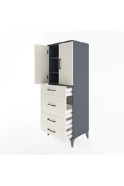 Hyperion Dolap 3 Raflı 4 Çekmeceli 2 Kapaklı 60x44x163 Antrasit-Aytaşı