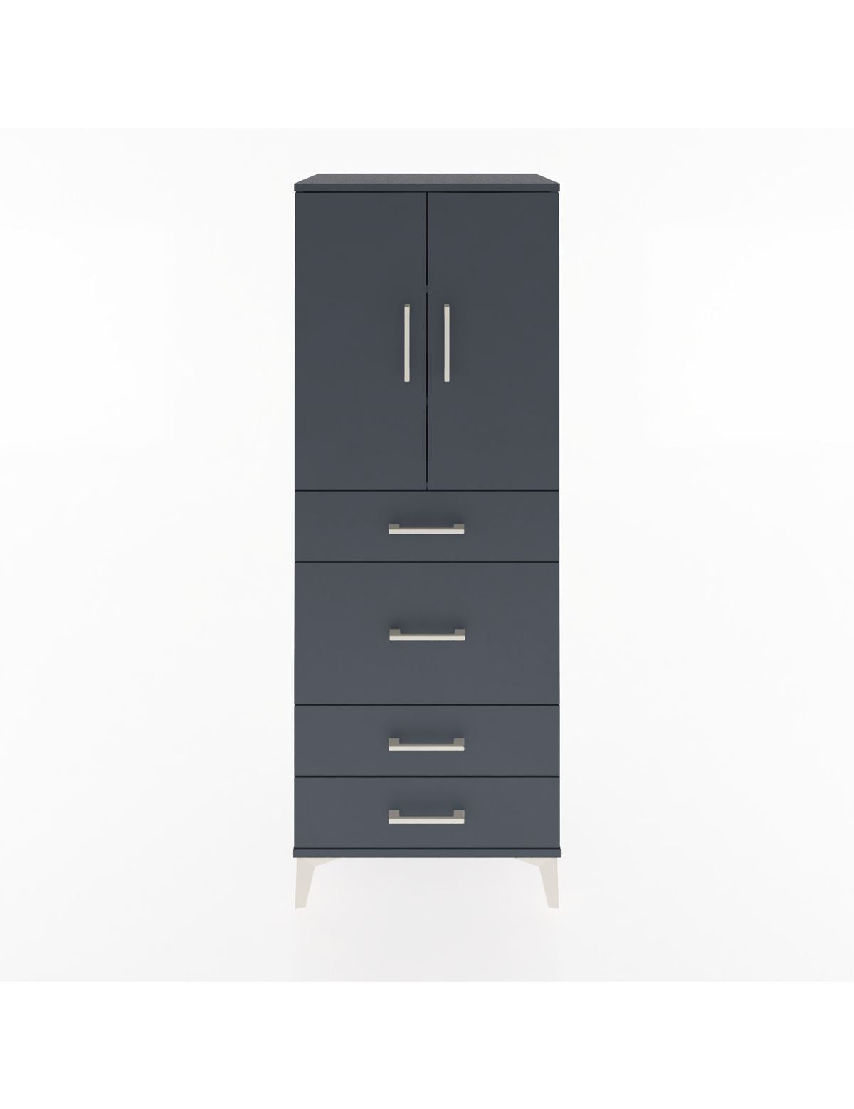 Hyperion Dolap 3 Raflı 4 Çekmeceli 2 Kapaklı 60x44x163 Antrasit-Antrasit