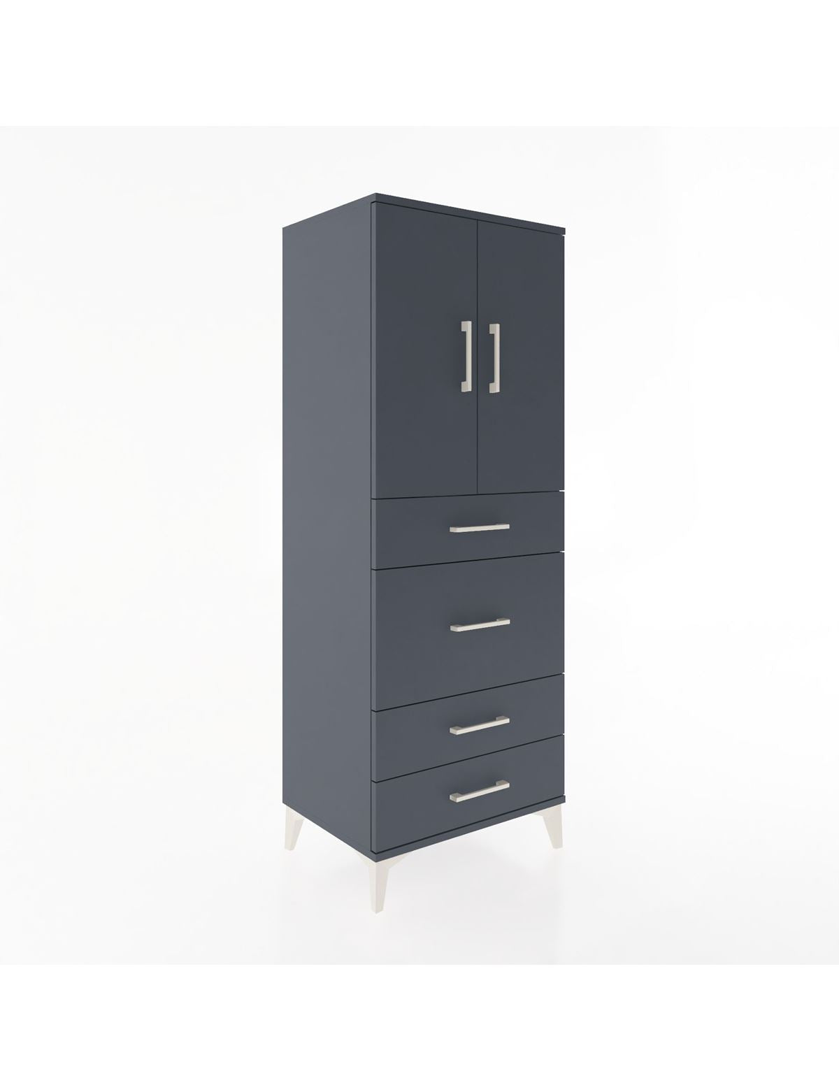 Hyperion Dolap 3 Raflı 4 Çekmeceli 2 Kapaklı 60x44x163 Antrasit-Antrasit