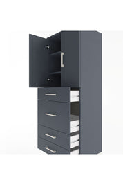 Hyperion Dolap 3 Raflı 4 Çekmeceli 2 Kapaklı 60x44x163 Antrasit-Antrasit