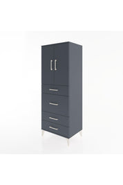 Hyperion Dolap 3 Raflı 4 Çekmeceli 2 Kapaklı 60x44x163 Antrasit-Antrasit