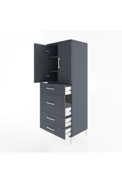 Hyperion Dolap 3 Raflı 4 Çekmeceli 2 Kapaklı 60x44x163 Antrasit-Antrasit