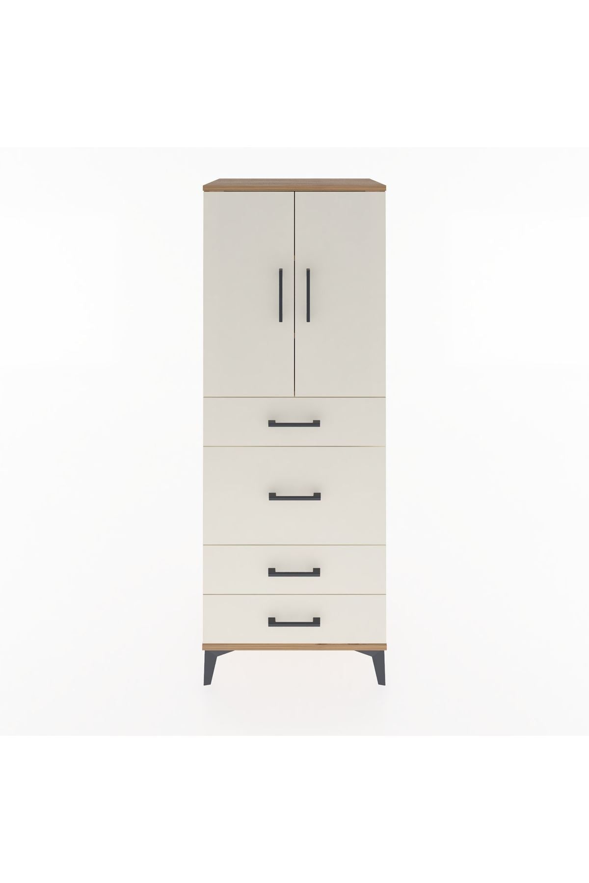 Hyperion Dolap 3 Raflı 4 Çekmeceli 2 Kapaklı 60x44x163 Çam-Aytaşı