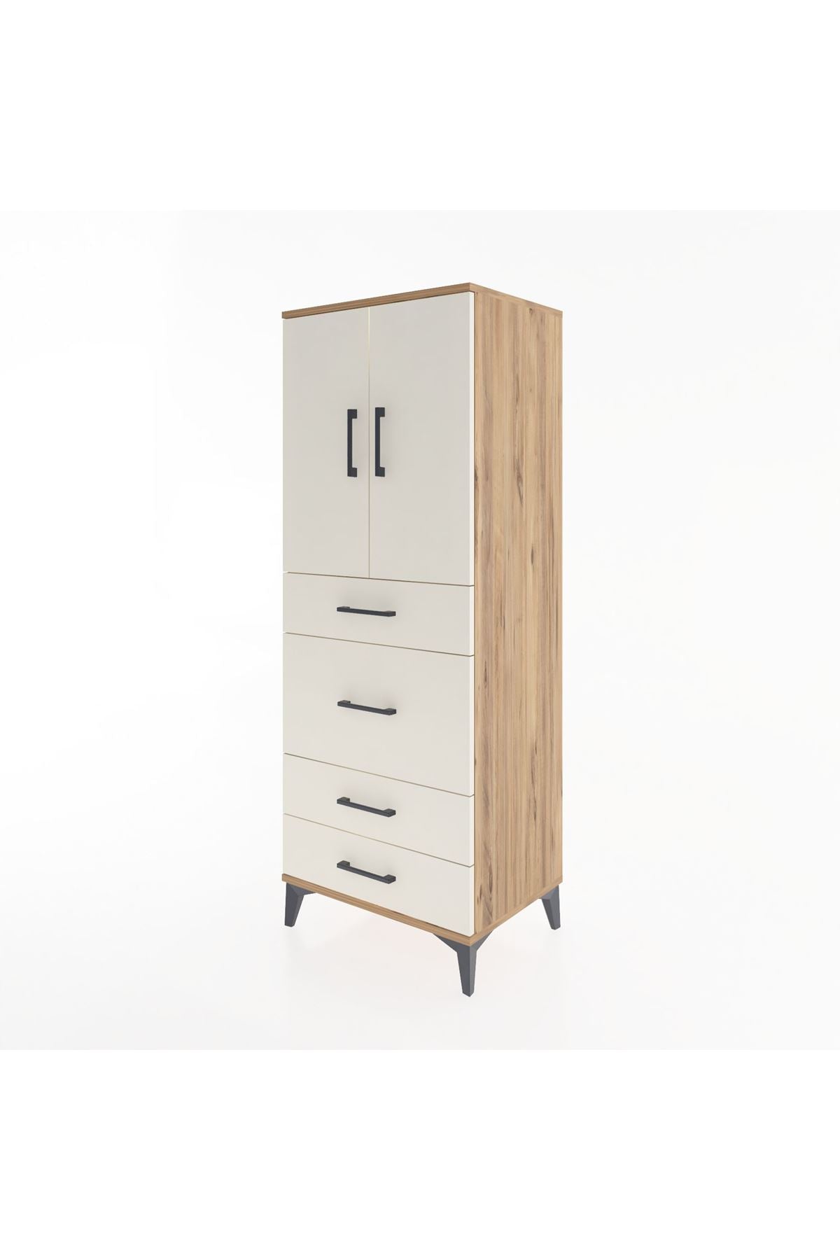 Hyperion Dolap 3 Raflı 4 Çekmeceli 2 Kapaklı 60x44x163 - S53M025V7B