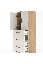 Hyperion Dolap 3 Raflı 4 Çekmeceli 2 Kapaklı 60x44x163 Çam-Aytaşı