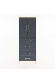 Hyperion Dolap 3 Raflı 4 Çekmeceli 2 Kapaklı 60x44x163 Çam-Antrasit