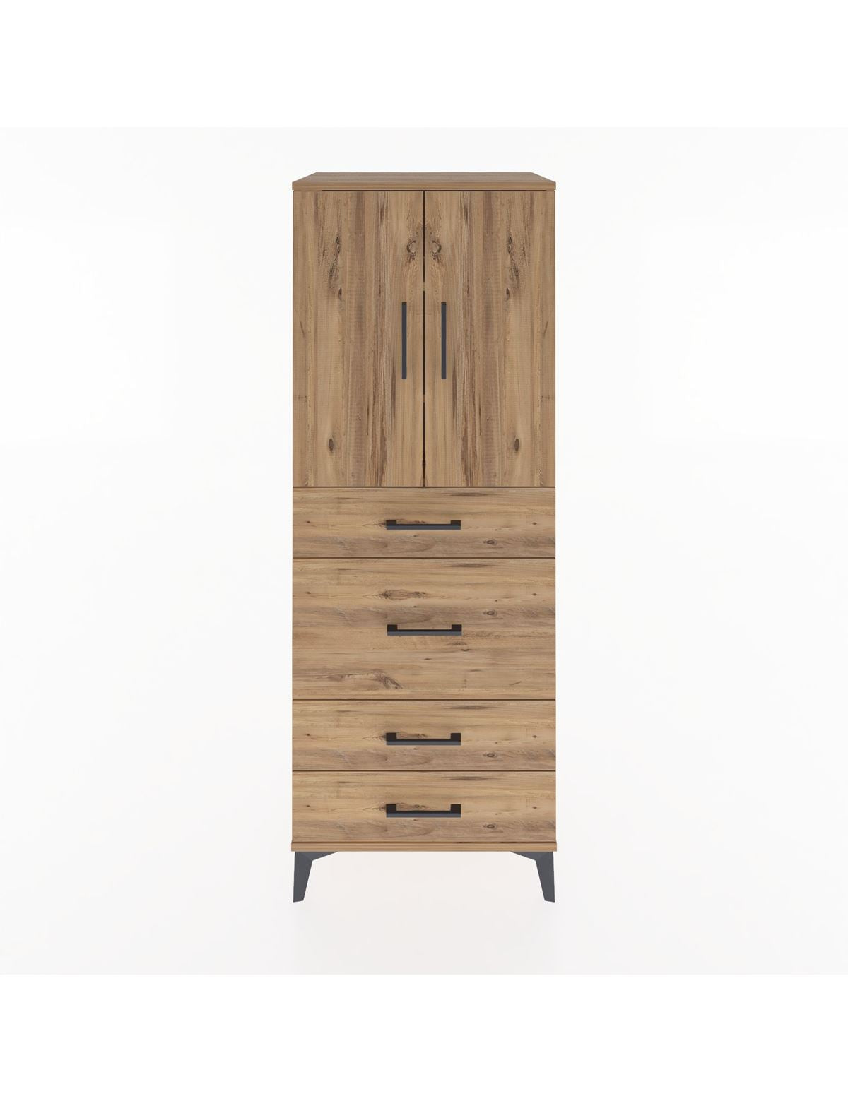 Hyperion Dolap 3 Raflı 4 Çekmeceli 2 Kapaklı 60x44x163 Çam-Çam