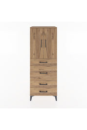 Hyperion Dolap 3 Raflı 4 Çekmeceli 2 Kapaklı 60x44x163 Çam-Çam