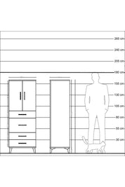 Hyperion Dolap 3 Raflı 4 Çekmeceli 2 Kapaklı 60x44x163 Çam-Çam