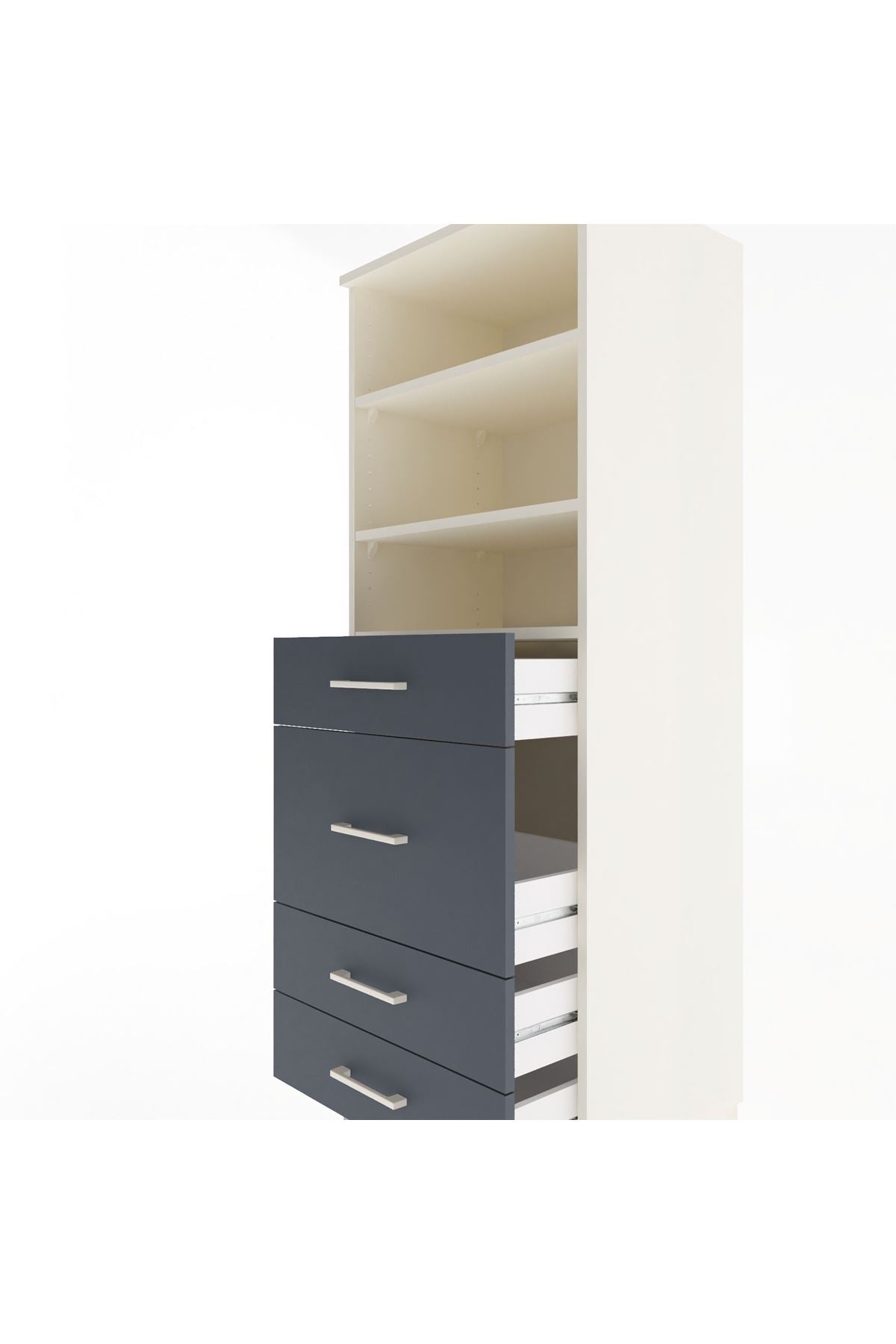 Hyperion Dolap 3 Raflı 4 Çekmeceli 60x44x163 Aytaşı-Antrasit