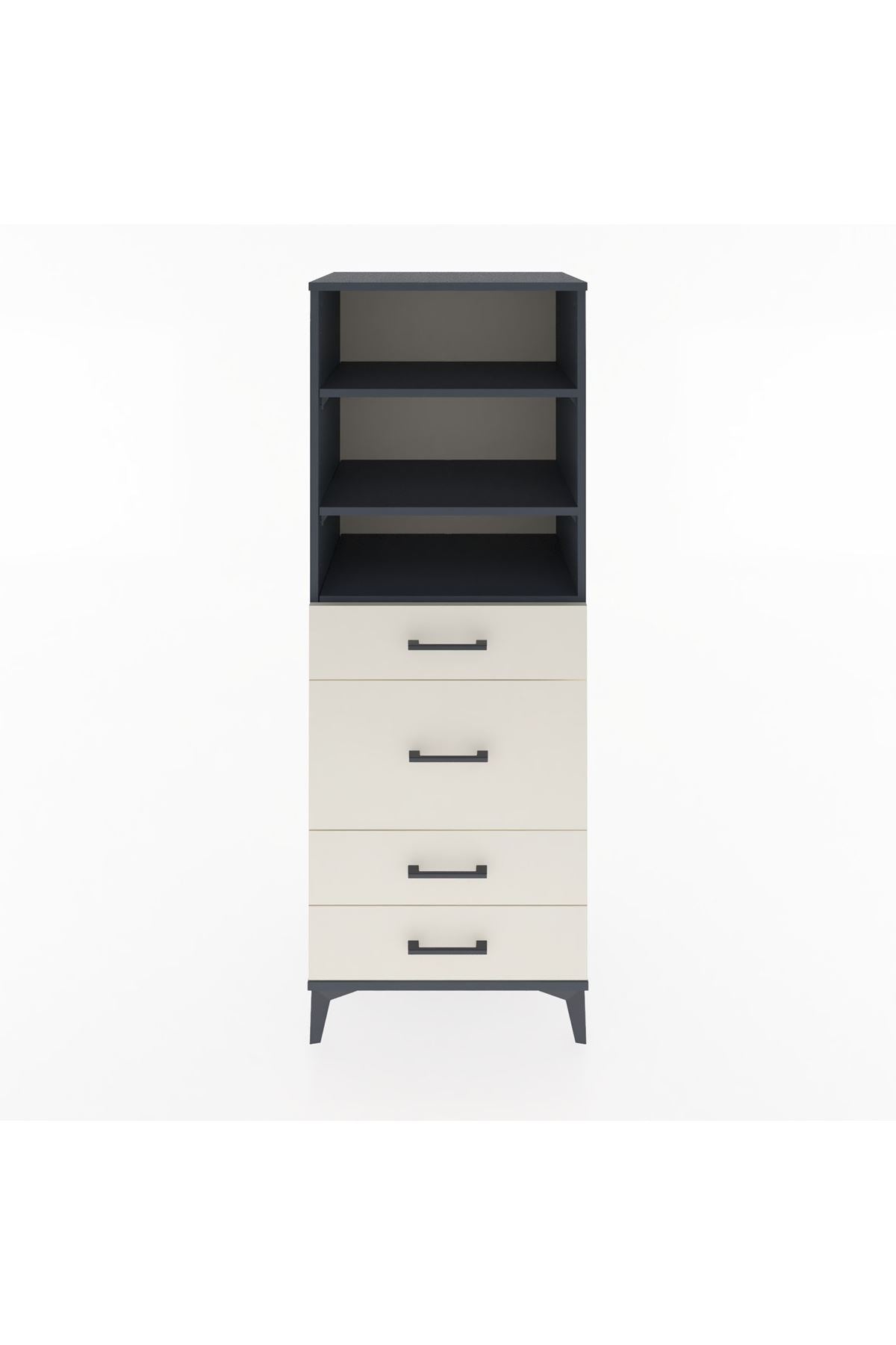 Hyperion Dolap 3 Raflı 4 Çekmeceli 60x44x163 Antrasit-Aytaşı