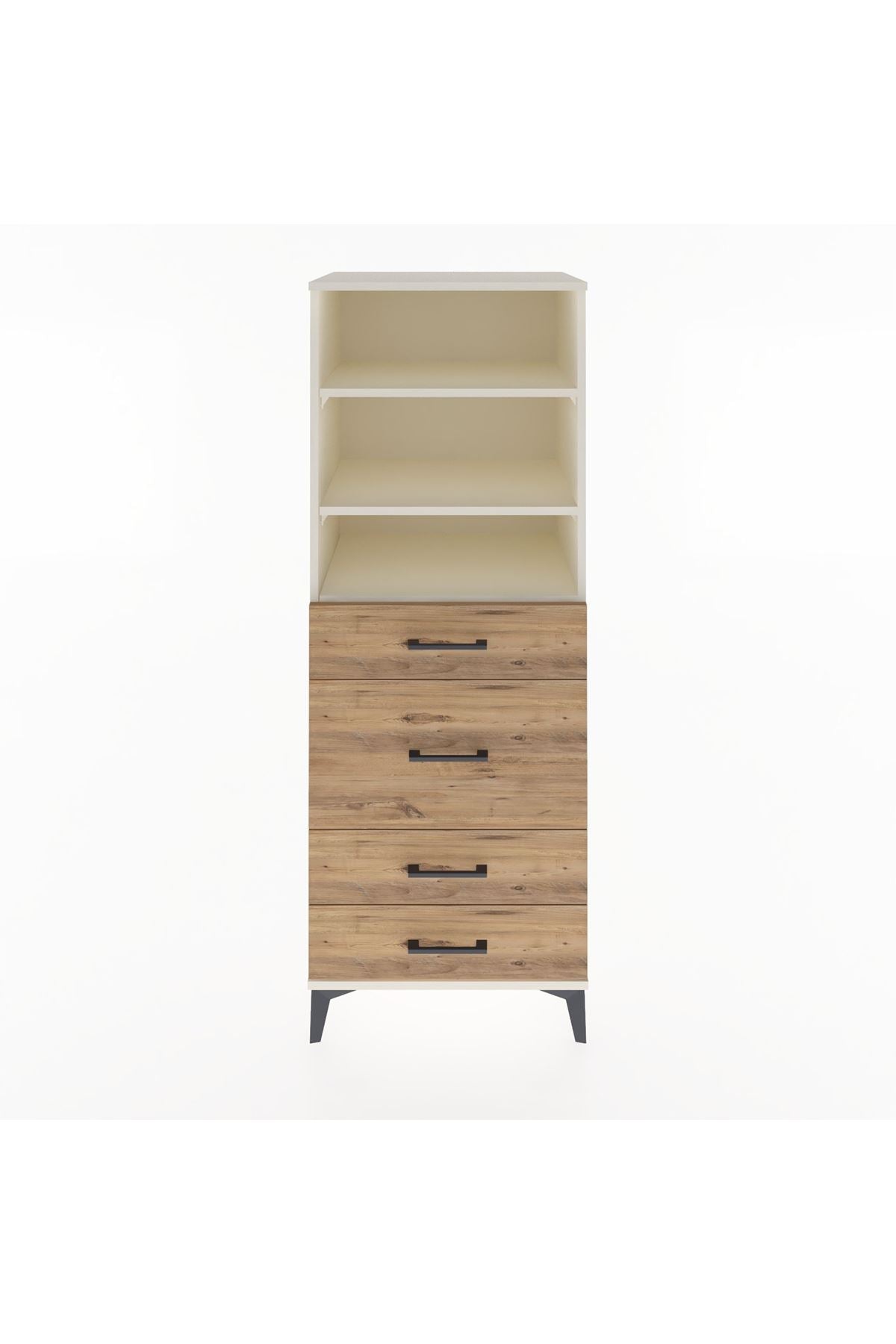 Hyperion Dolap 3 Raflı 4 Çekmeceli 60x44x163 Aytaşı-Çam