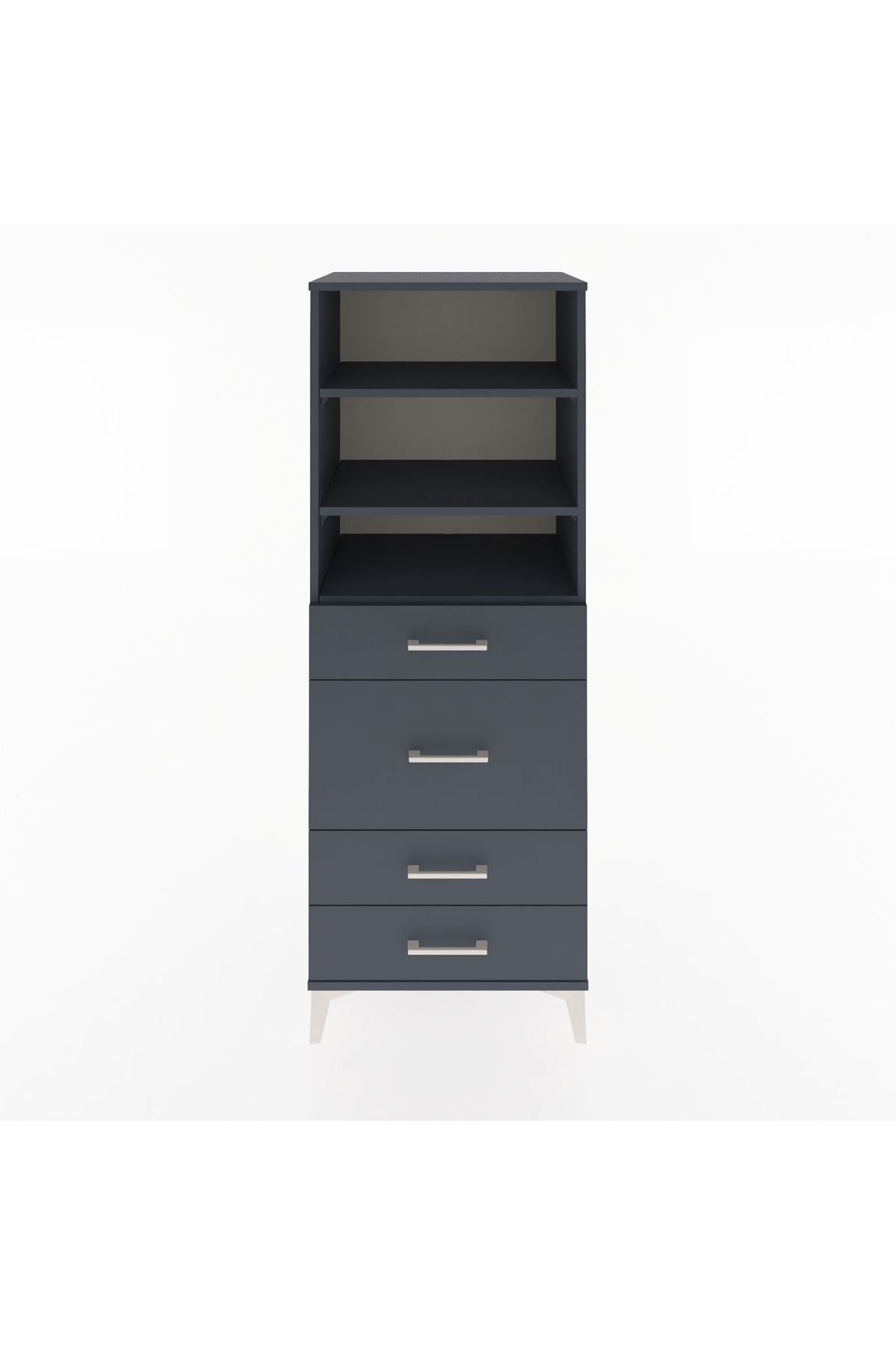 Hyperion Dolap 3 Raflı 4 Çekmeceli 60x44x163 Antrasit-Antrasit