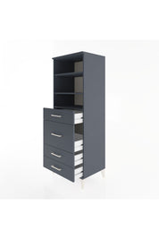 Hyperion Dolap 3 Raflı 4 Çekmeceli 60x44x163 Antrasit-Antrasit