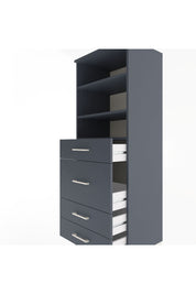 Hyperion Dolap 3 Raflı 4 Çekmeceli 60x44x163 Antrasit-Antrasit