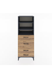 Hyperion Dolap 3 Raflı 4 Çekmeceli 60x44x163 Antrasit-Çam