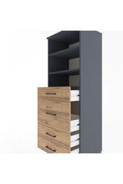 Hyperion Dolap 3 Raflı 4 Çekmeceli 60x44x163 Antrasit-Çam