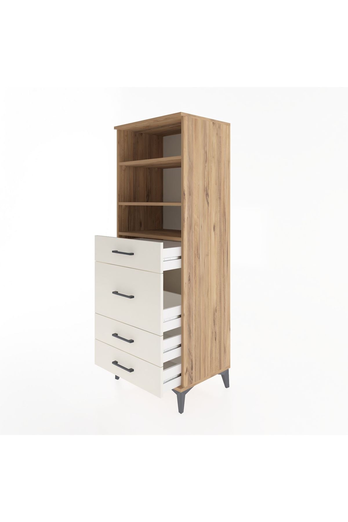 Hyperion Dolap 3 Raflı 4 Çekmeceli 60x44x163 Çam-Aytaşı