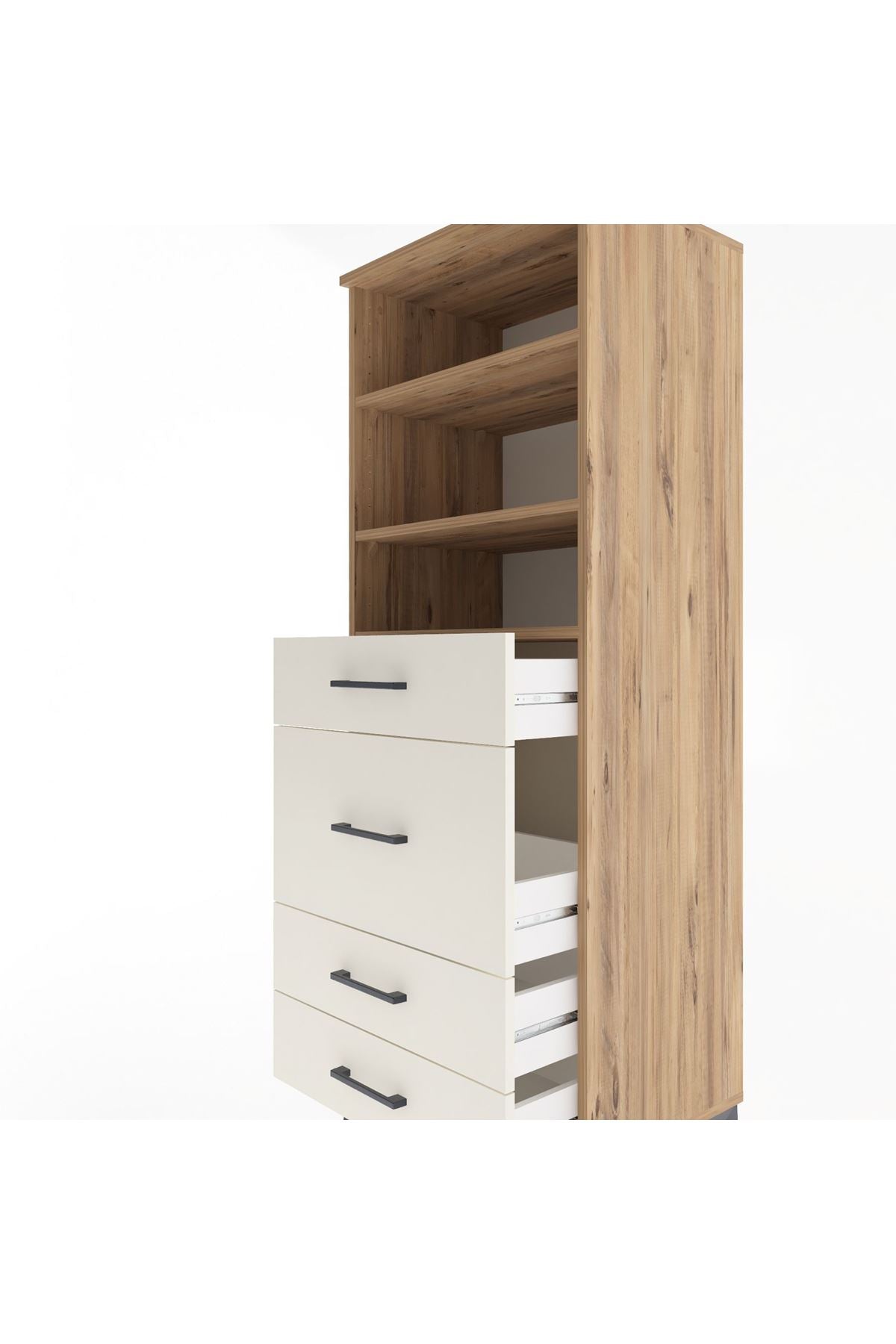 Hyperion Dolap 3 Raflı 4 Çekmeceli 60x44x163 Çam-Aytaşı