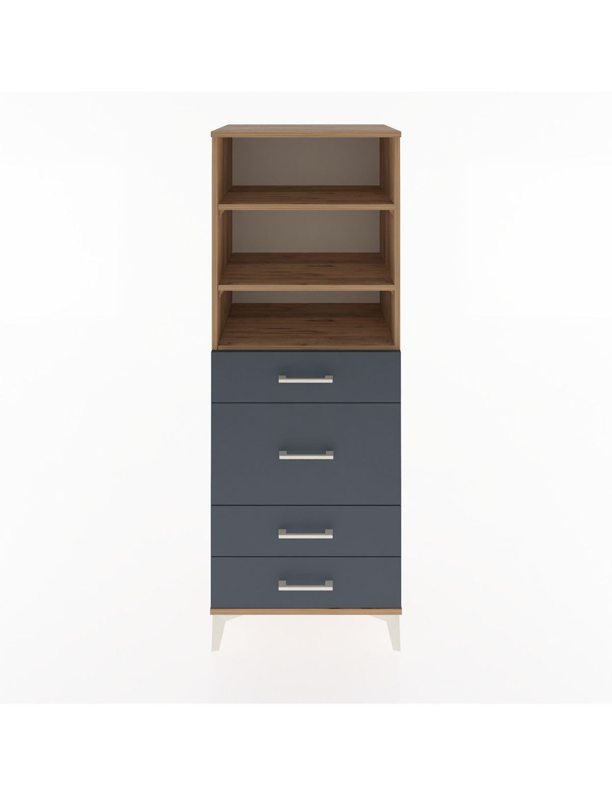 Hyperion Dolap 3 Raflı 4 Çekmeceli 60x44x163 Çam-Antrasit