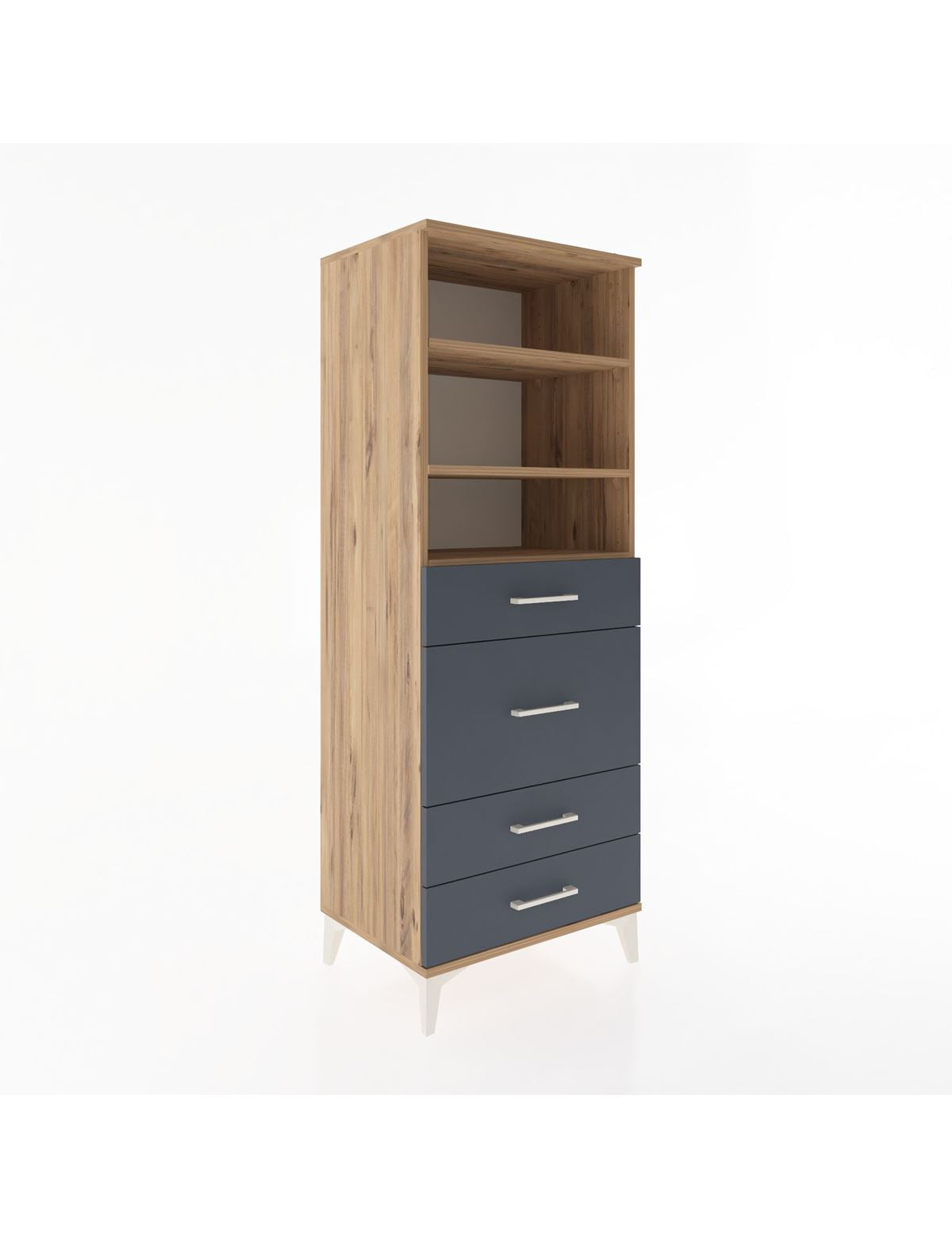 Hyperion Dolap 3 Raflı 4 Çekmeceli 60x44x163 Çam-Antrasit