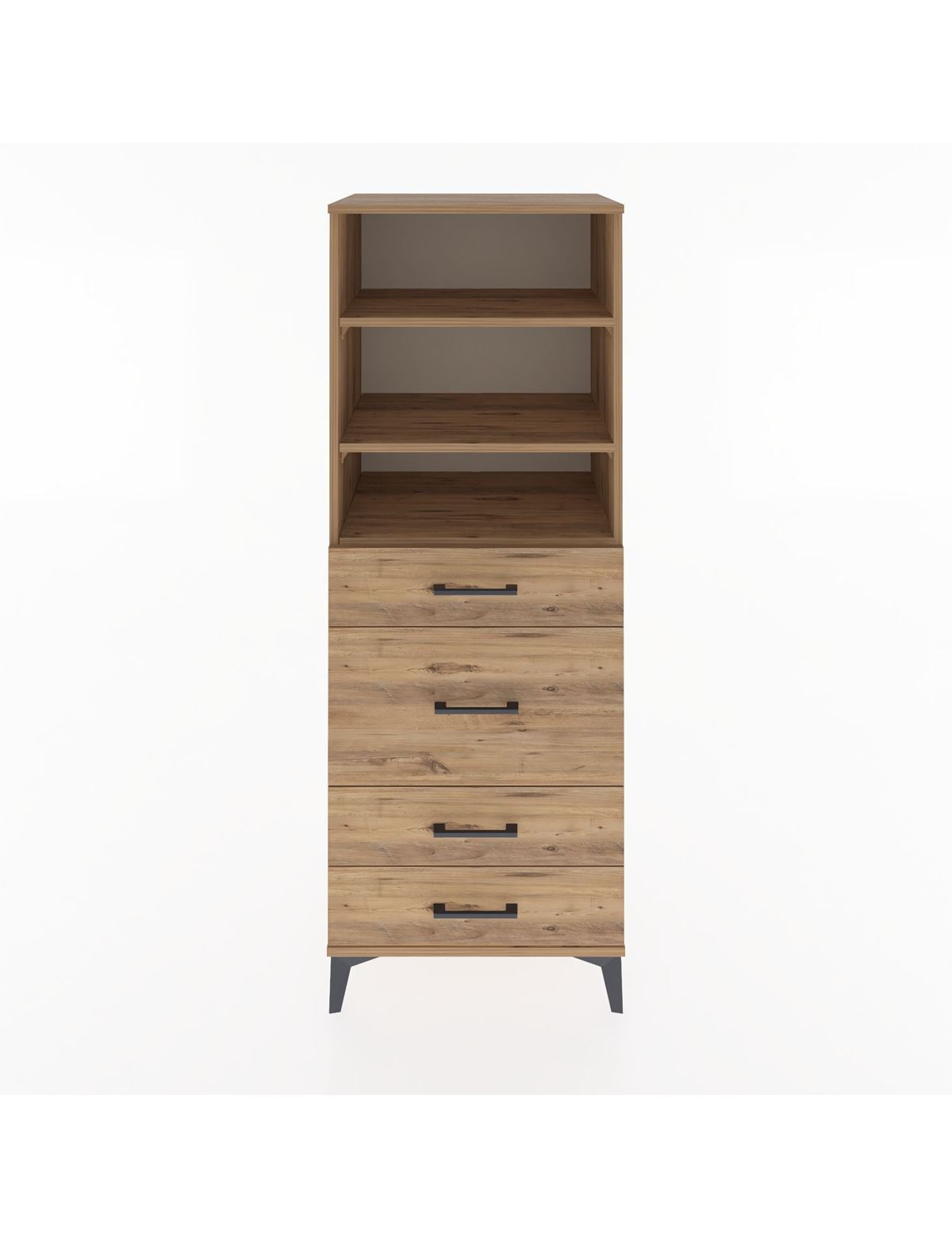 Hyperion Dolap 3 Raflı 4 Çekmeceli 60x44x163 Çam-Çam