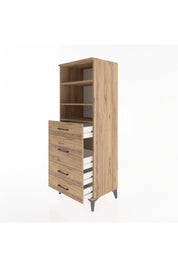 Hyperion Dolap 3 Raflı 4 Çekmeceli 60x44x163 Çam-Çam