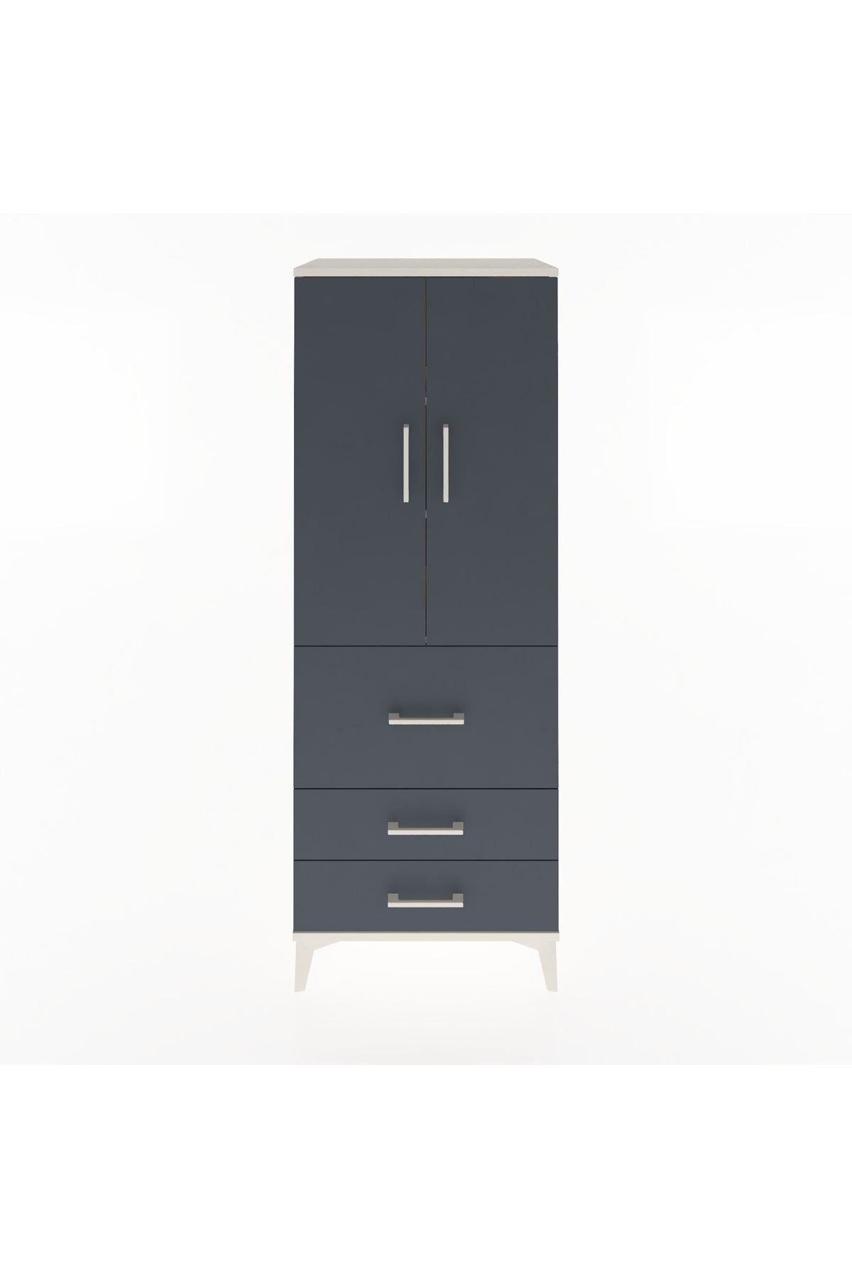 Hyperion Dolap 3 Raflı 3 Çekmeceli 2 Kapaklı 60x44x163 Aytaşı-Antrasit