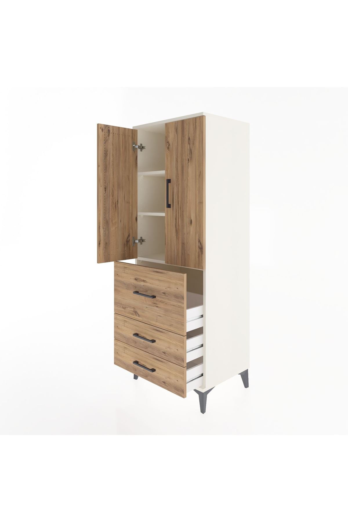 Hyperion Dolap 3 Raflı 3 Çekmeceli 2 Kapaklı 60x44x163 Aytaşı-Çam