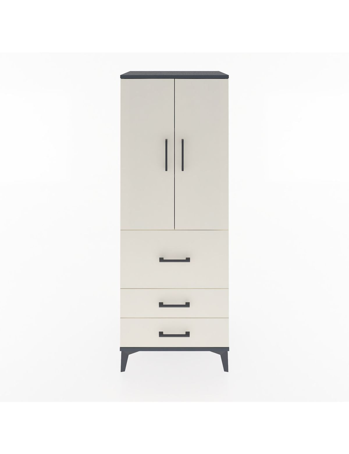 Hyperion Dolap 3 Raflı 3 Çekmeceli 2 Kapaklı 60x44x163 Antrasit-Aytaşı