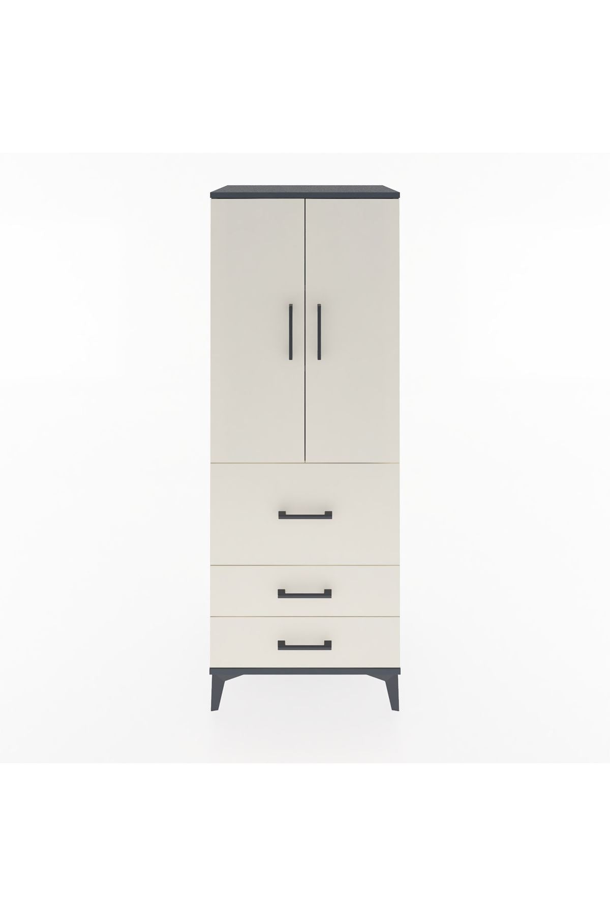 Hyperion Dolap 3 Raflı 3 Çekmeceli 2 Kapaklı 60x44x163 Antrasit-Aytaşı