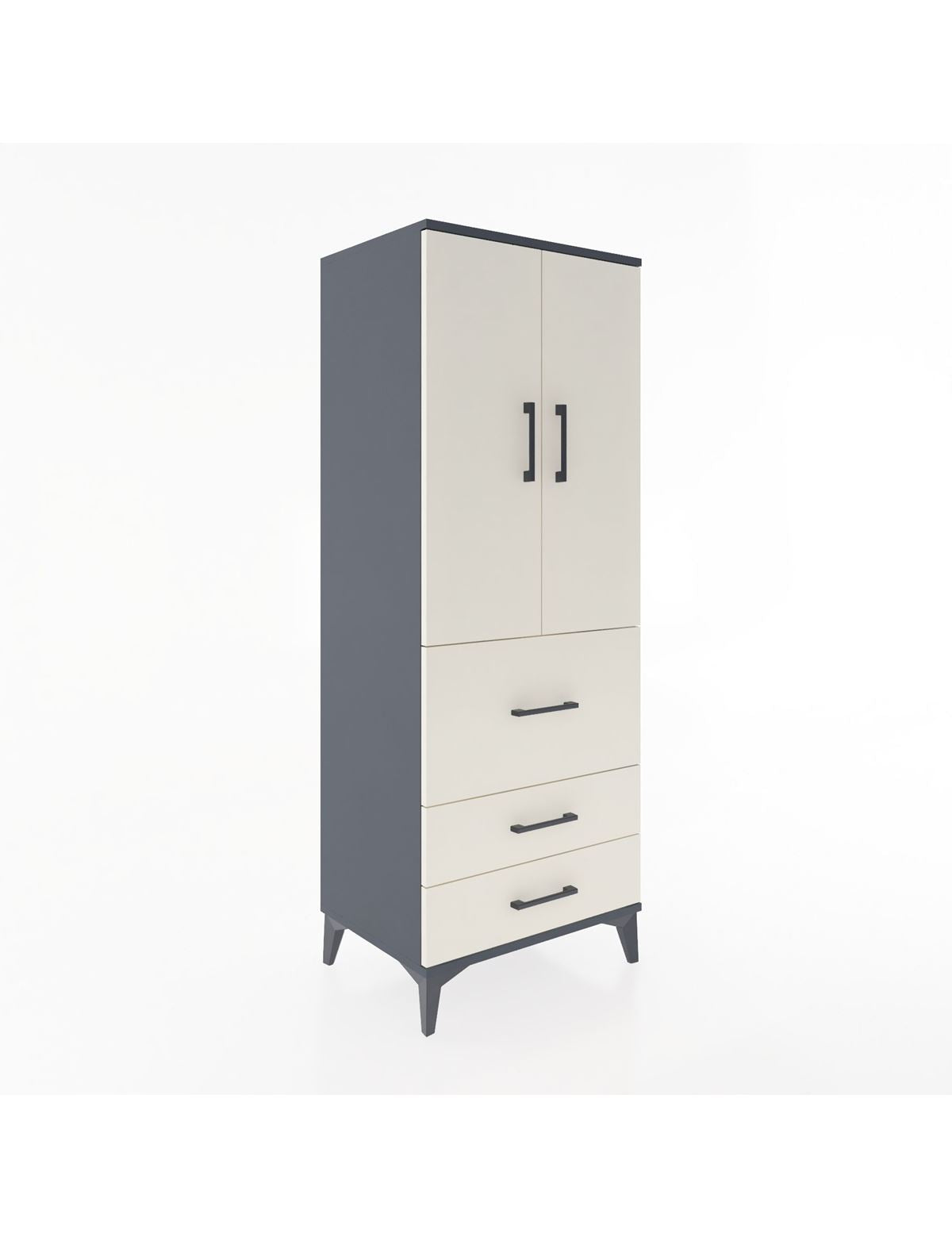 Hyperion Dolap 3 Raflı 3 Çekmeceli 2 Kapaklı 60x44x163 Antrasit-Aytaşı