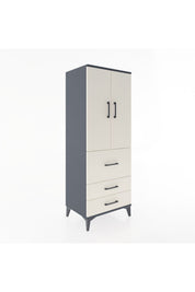 Hyperion Dolap 3 Raflı 3 Çekmeceli 2 Kapaklı 60x44x163 Antrasit-Aytaşı