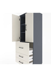 Hyperion Dolap 3 Raflı 3 Çekmeceli 2 Kapaklı 60x44x163 Antrasit-Aytaşı