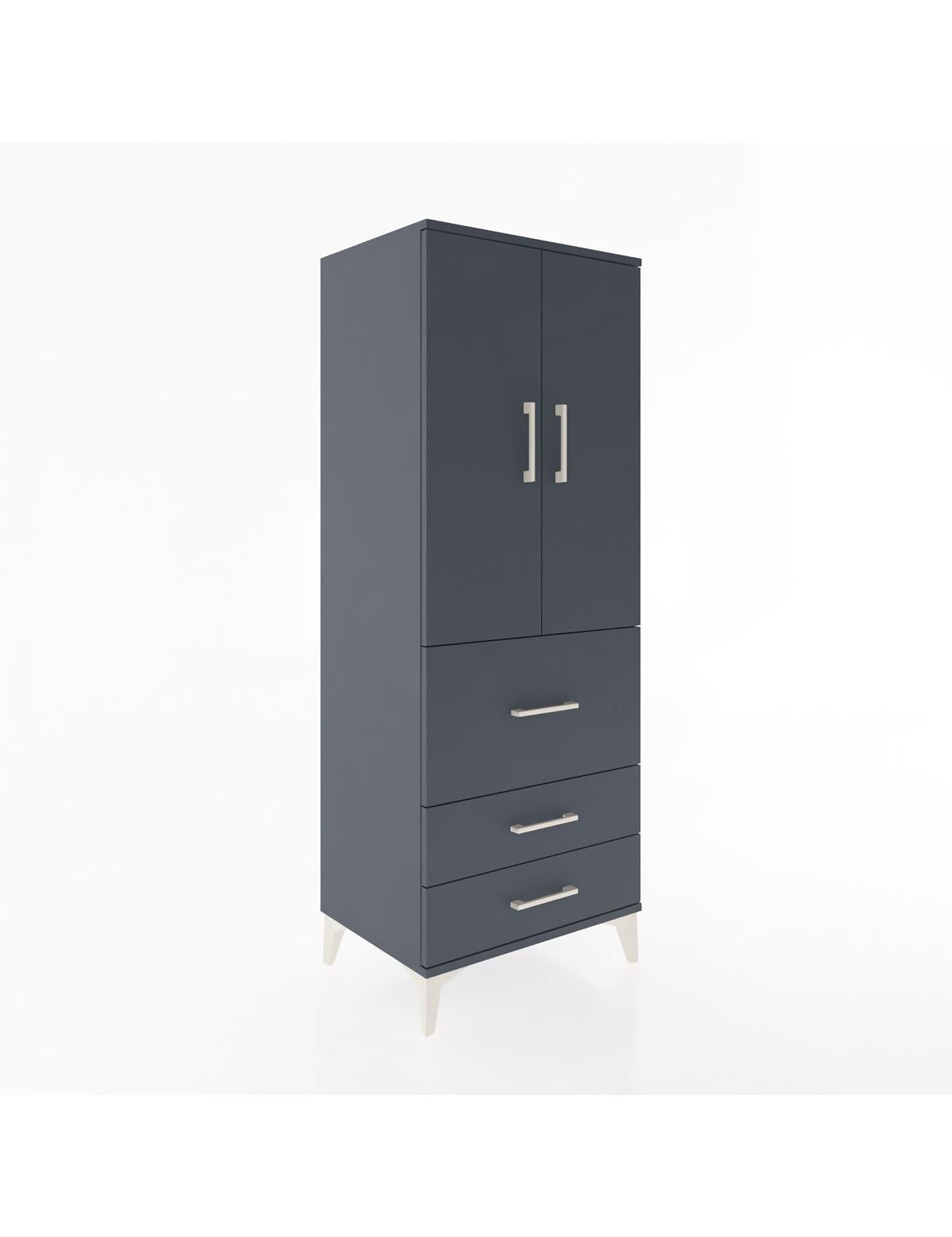 Hyperion Dolap 3 Raflı 3 Çekmeceli 2 Kapaklı 60x44x163 Antrasit-Antrasit