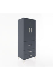 Hyperion Dolap 3 Raflı 3 Çekmeceli 2 Kapaklı 60x44x163 Antrasit-Antrasit