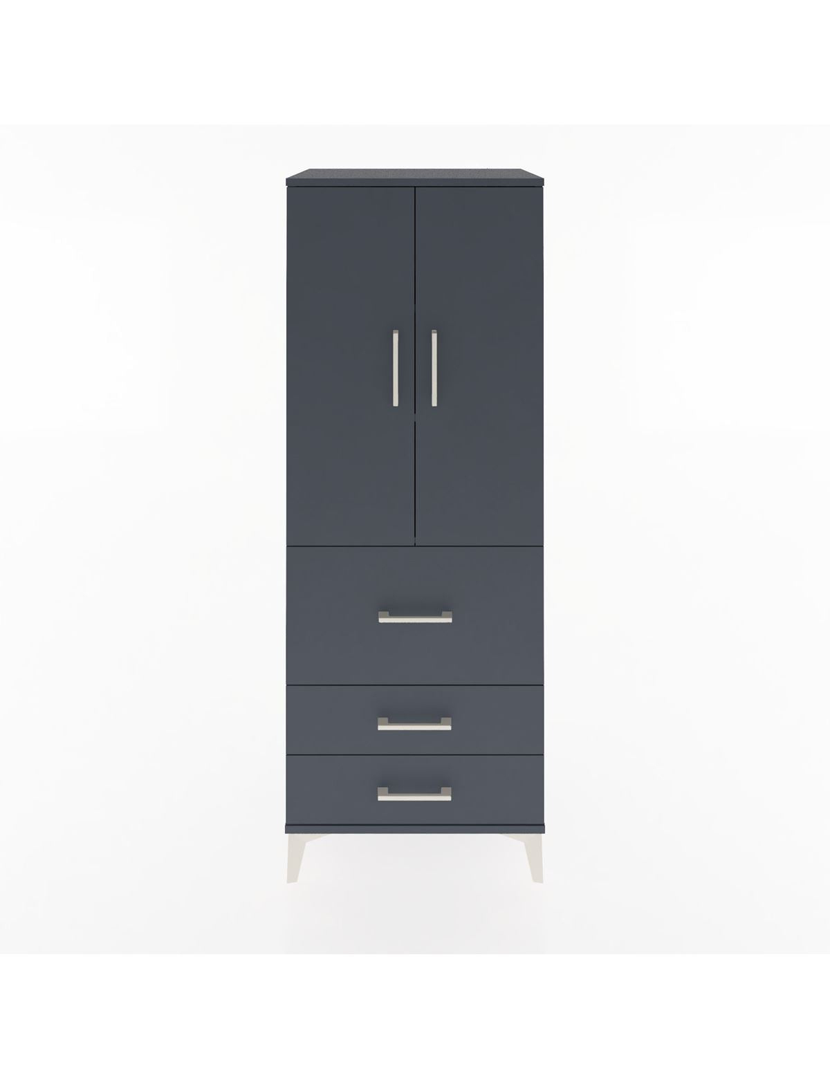 Hyperion Dolap 3 Raflı 3 Çekmeceli 2 Kapaklı 60x44x163 Antrasit-Antrasit