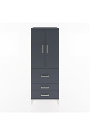 Hyperion Dolap 3 Raflı 3 Çekmeceli 2 Kapaklı 60x44x163 Antrasit-Antrasit