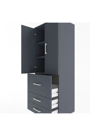 Hyperion Dolap 3 Raflı 3 Çekmeceli 2 Kapaklı 60x44x163 Antrasit-Antrasit