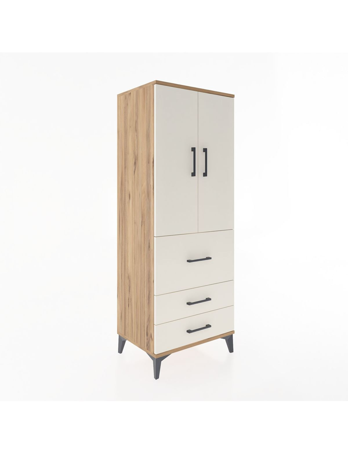 Hyperion Dolap 3 Raflı 3 Çekmeceli 2 Kapaklı 60x44x163 Çam-Aytaşı