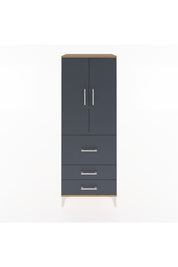 Hyperion Dolap 3 Raflı 3 Çekmeceli 2 Kapaklı 60x44x163 Çam-Antrasit