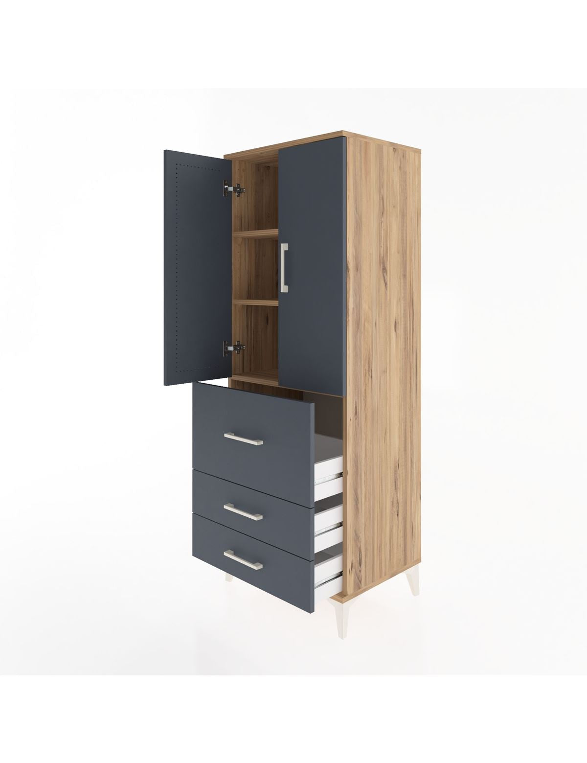 Hyperion Dolap 3 Raflı 3 Çekmeceli 2 Kapaklı 60x44x163 - S53M027V8B
