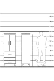 Hyperion Dolap 3 Raflı 3 Çekmeceli 2 Kapaklı 60x44x163 Çam-Antrasit