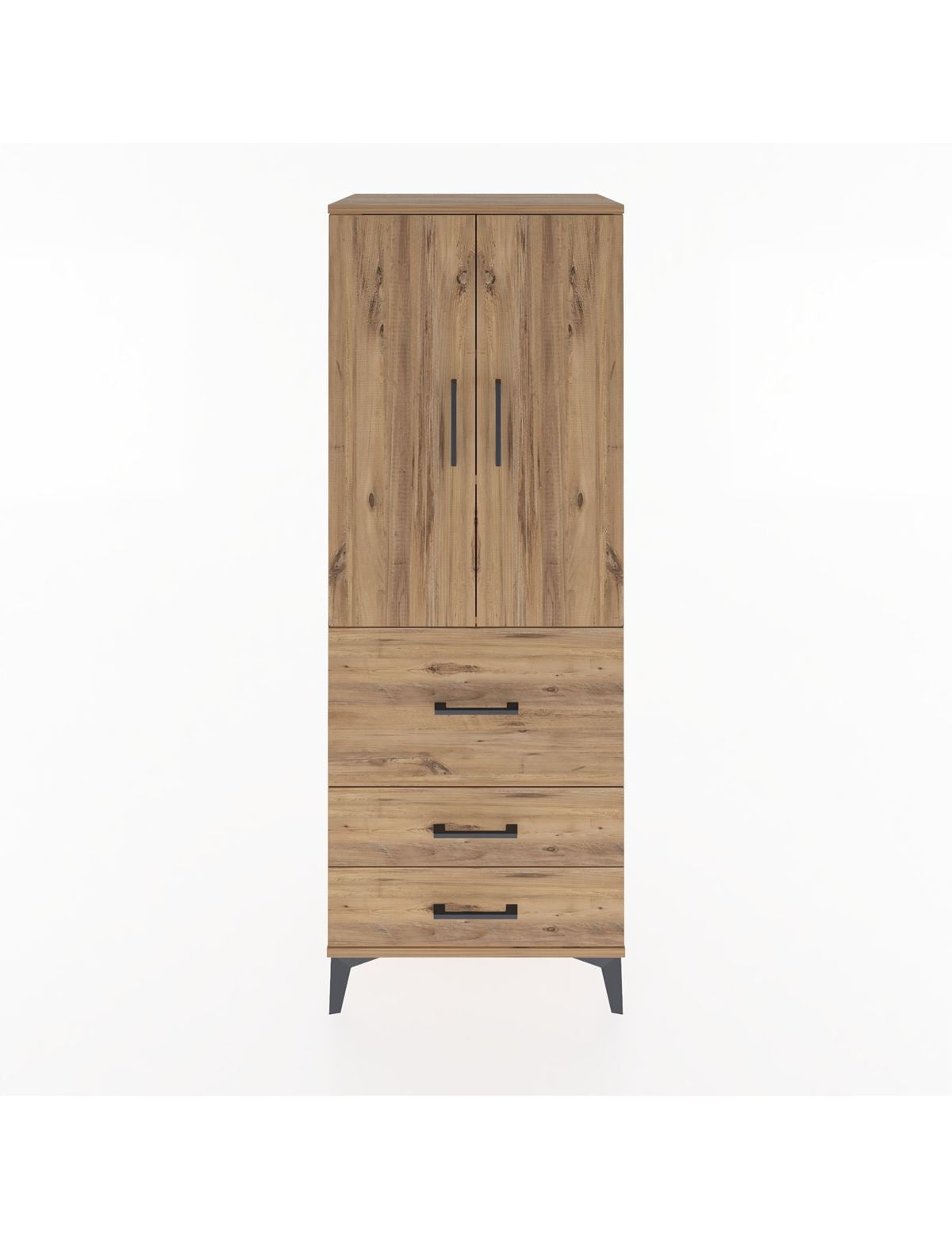 Hyperion Dolap 3 Raflı 3 Çekmeceli 2 Kapaklı 60x44x163 Çam-Çam