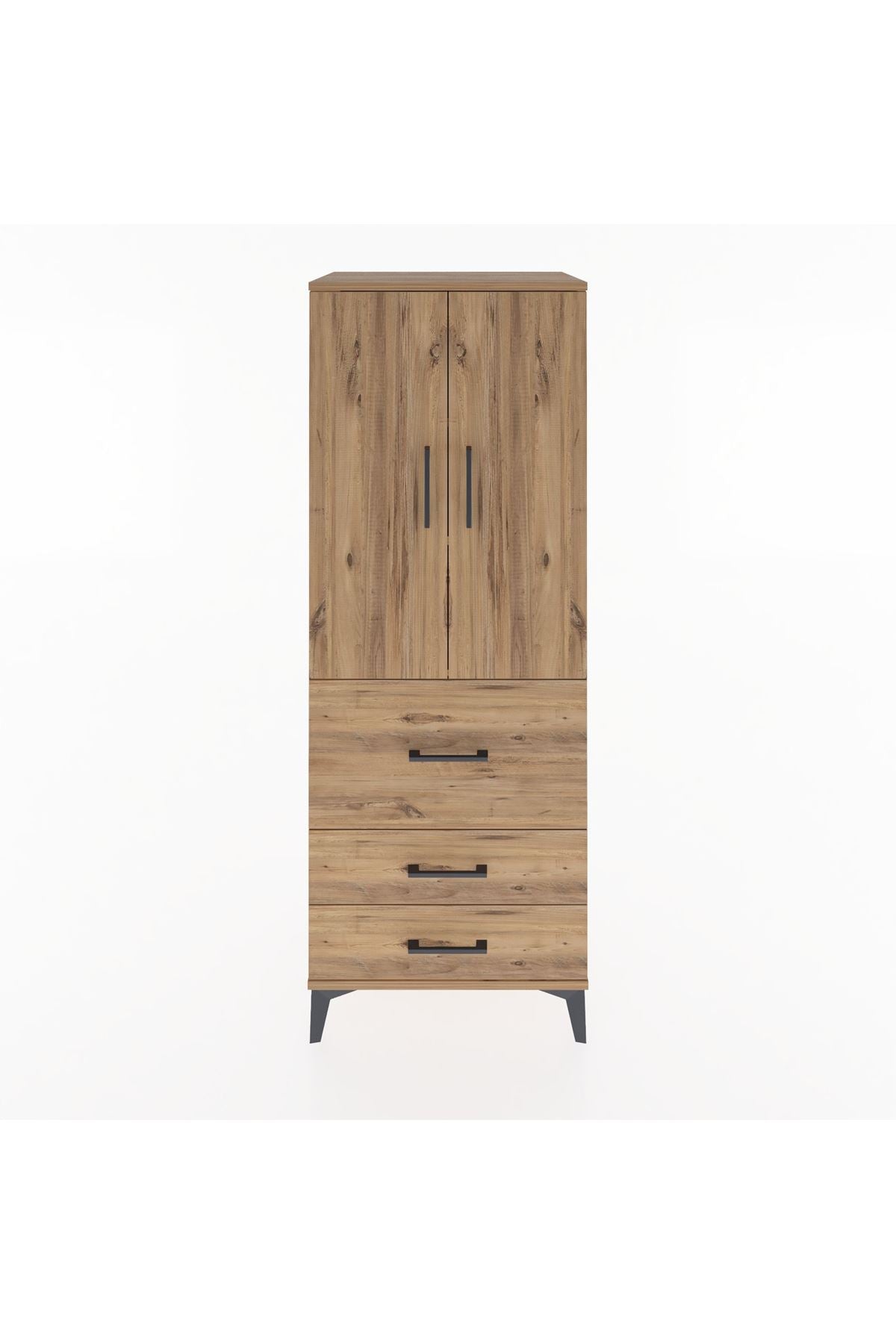 Hyperion Dolap 3 Raflı 3 Çekmeceli 2 Kapaklı 60x44x163 Çam-Çam