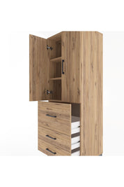 Hyperion Dolap 3 Raflı 3 Çekmeceli 2 Kapaklı 60x44x163 Çam-Çam