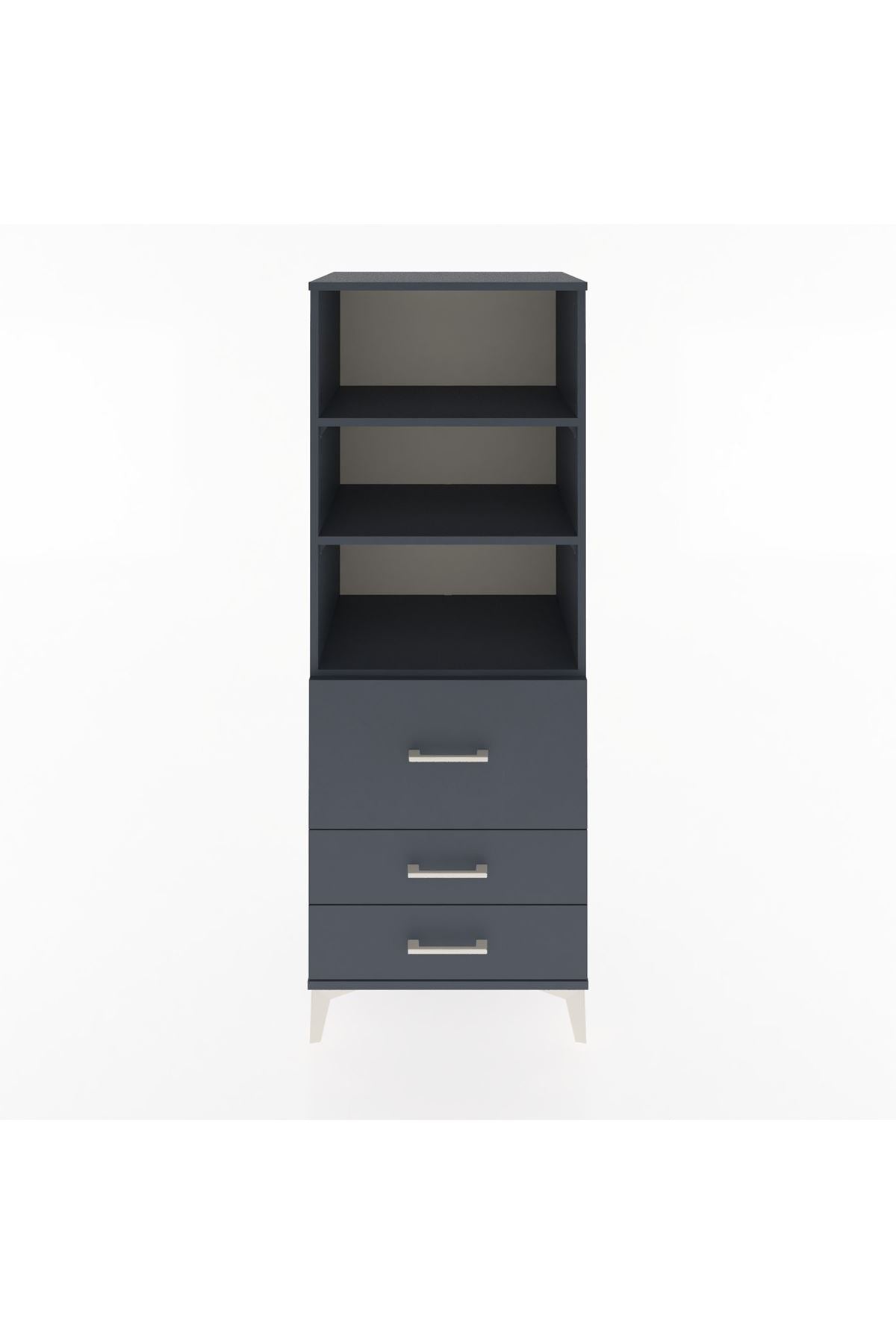 Hyperion Dolap 3 Raflı 3 Çekmeceli 60x44x163 Antrasit-Antrasit