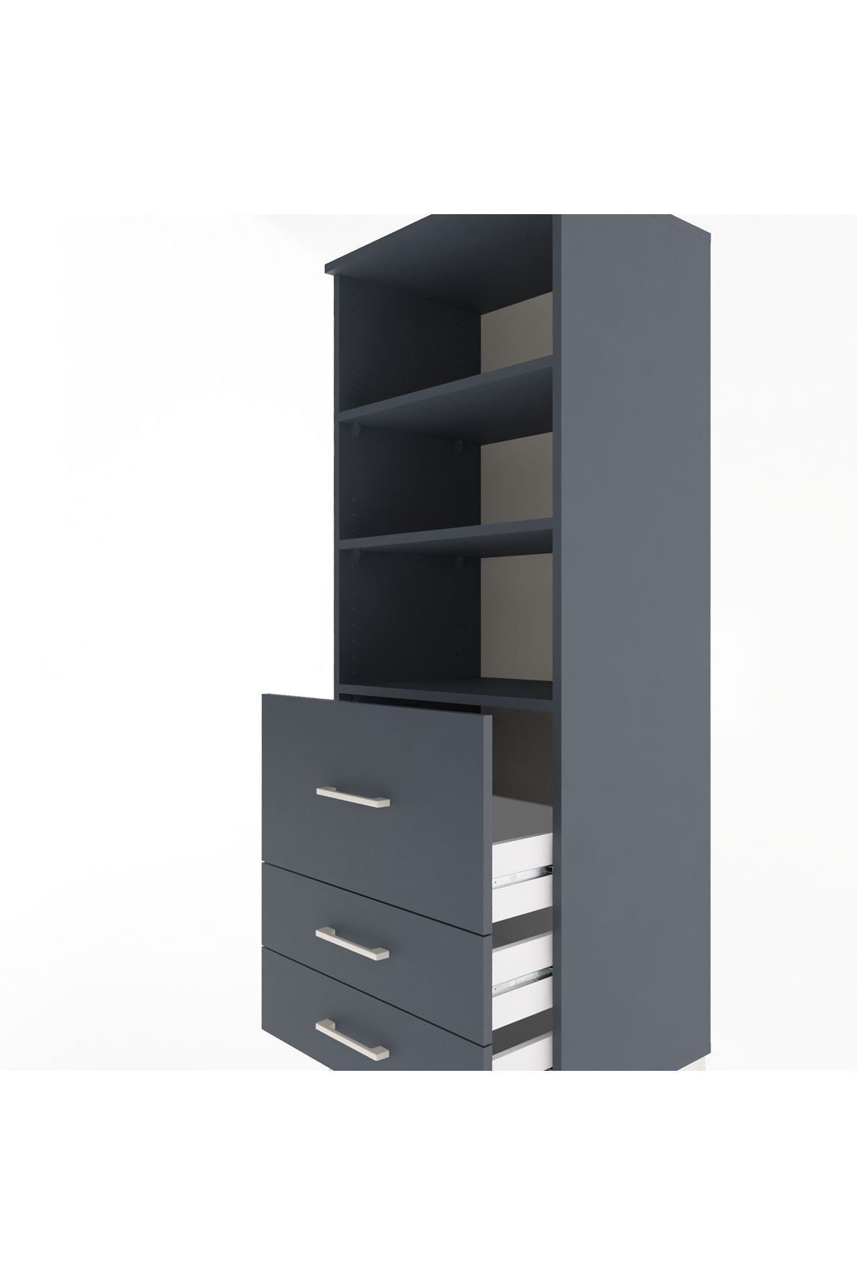 Hyperion Dolap 3 Raflı 3 Çekmeceli 60x44x163 Antrasit-Antrasit