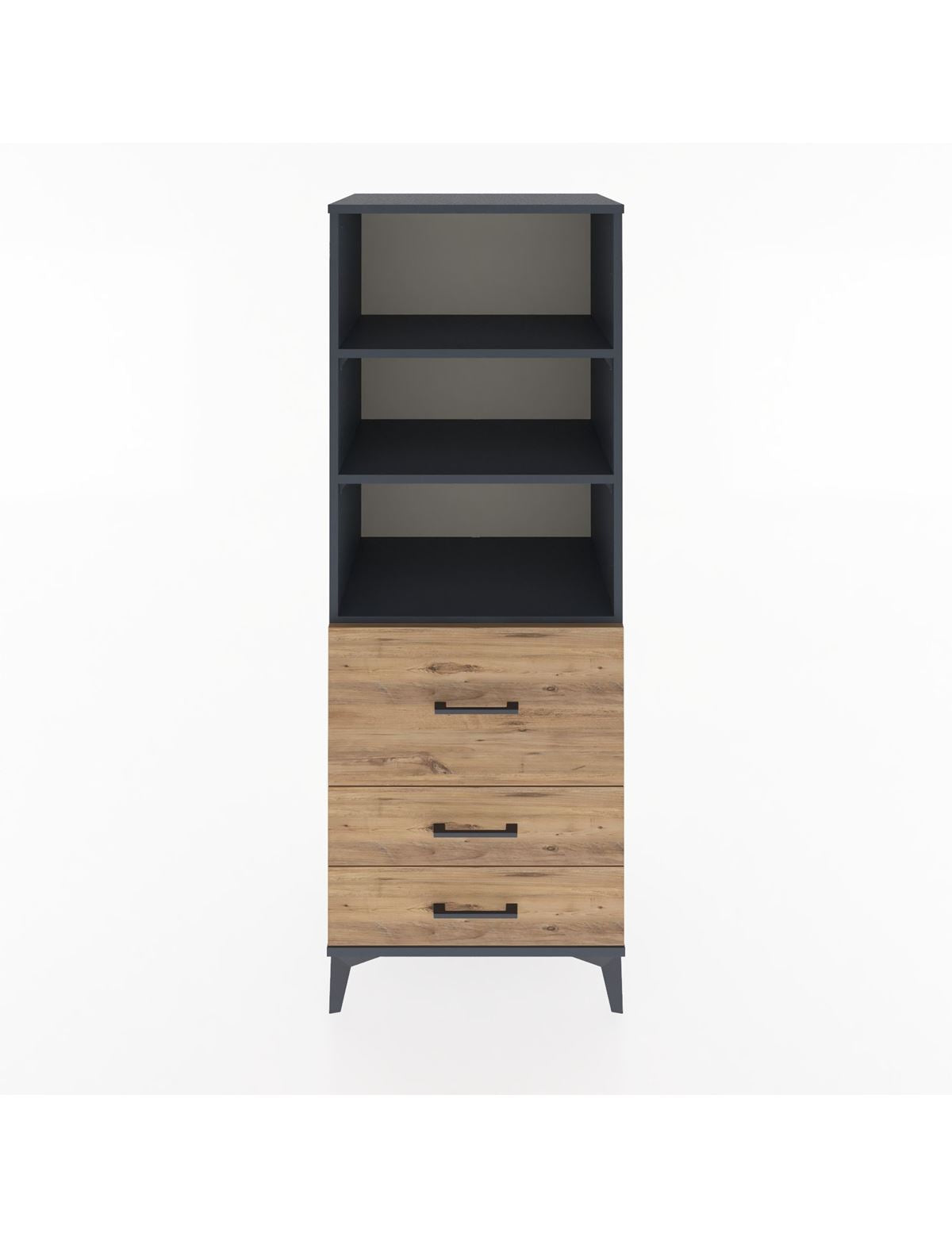 Hyperion Dolap 3 Raflı 3 Çekmeceli 60x44x163 Antrasit-Çam